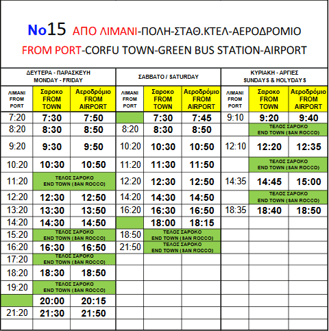 corfu bus timetable